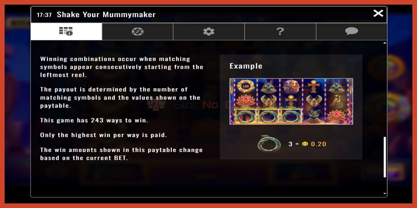 Slot screenshot: Shake Your Mummymaker no deposit, number - 6