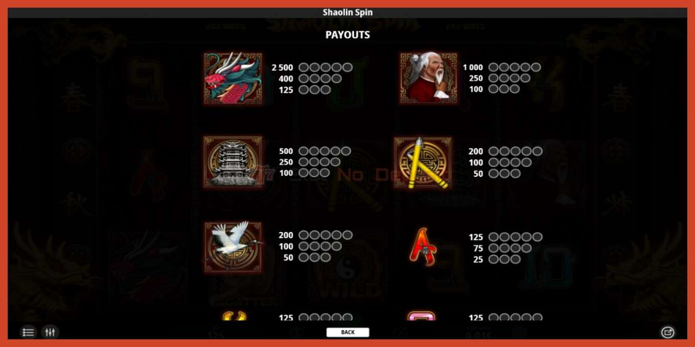 Slot screenshot: Shaolin Spin no deposit, number - 4