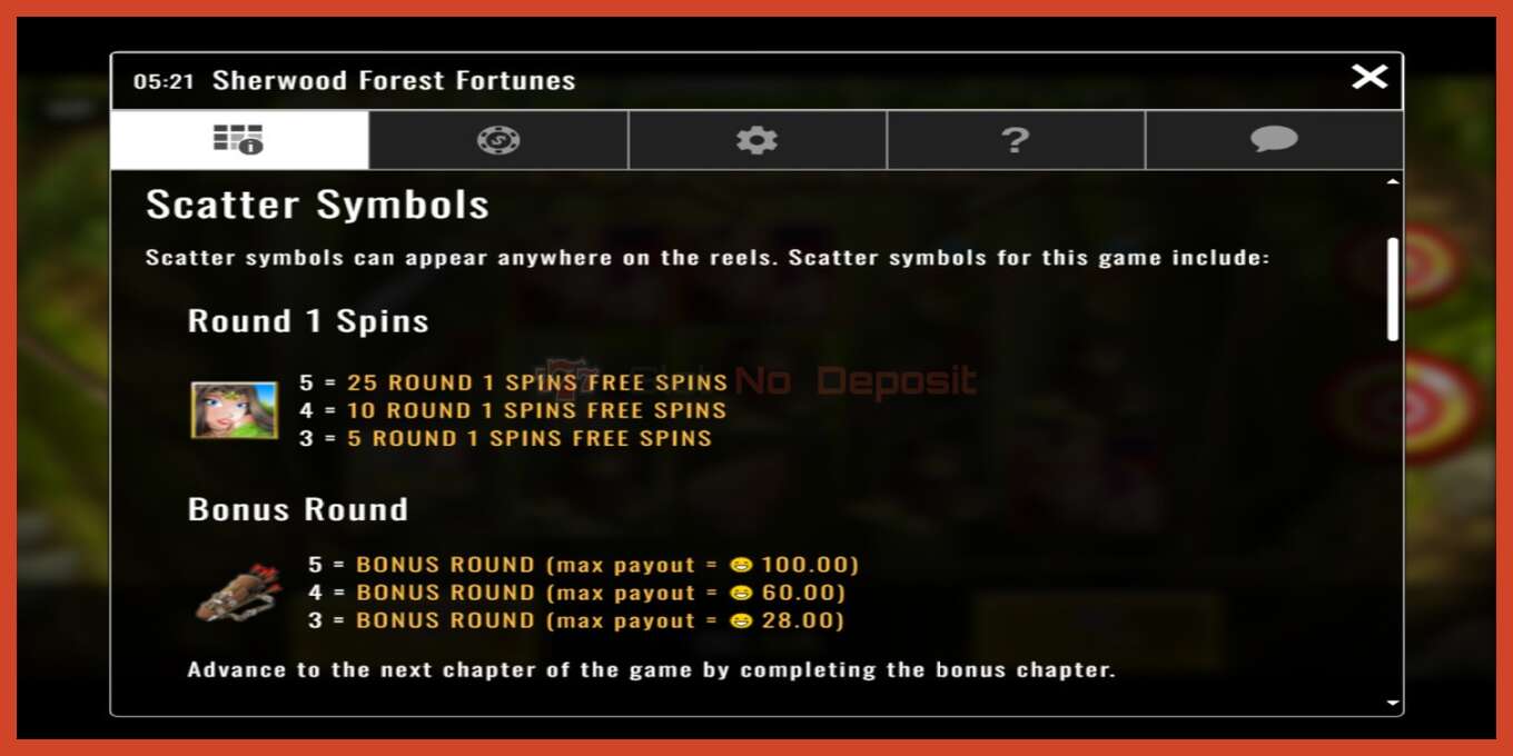 Slot screenshot: Sherwood Forest Fortunes no deposit, number - 3