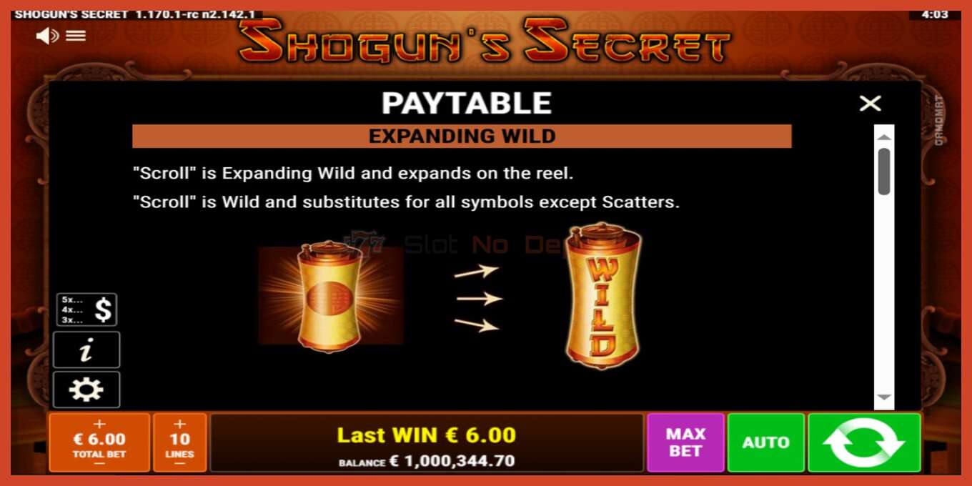 Slot screenshot: Shoguns Secret no deposit, number - 5