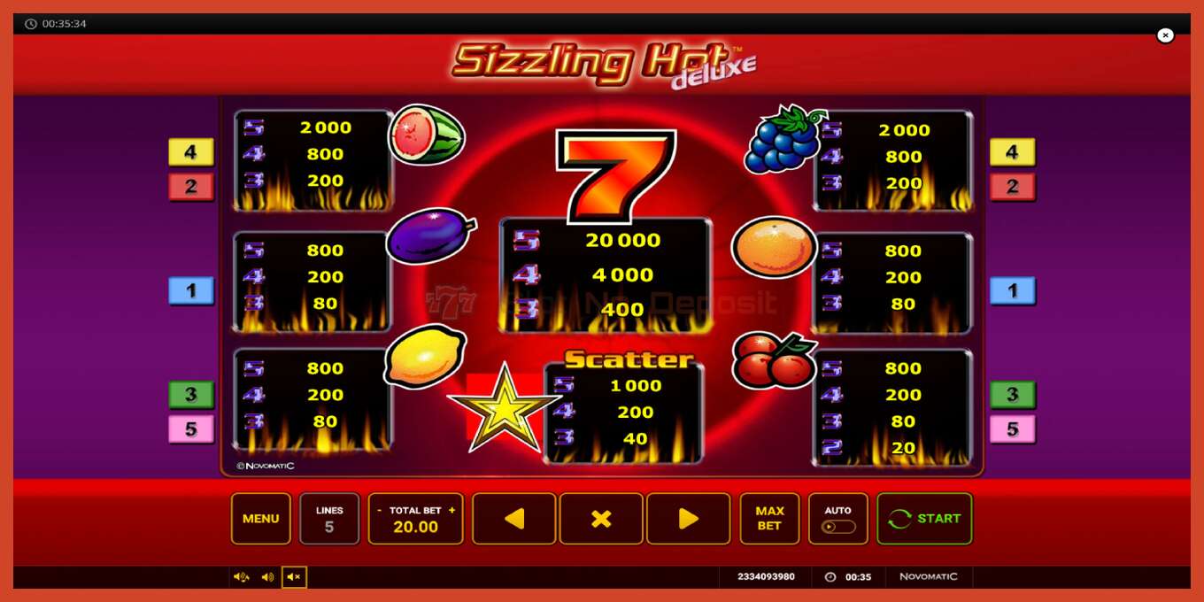 Slot screenshot: Sizzling Hot Deluxe no deposit, number - 6