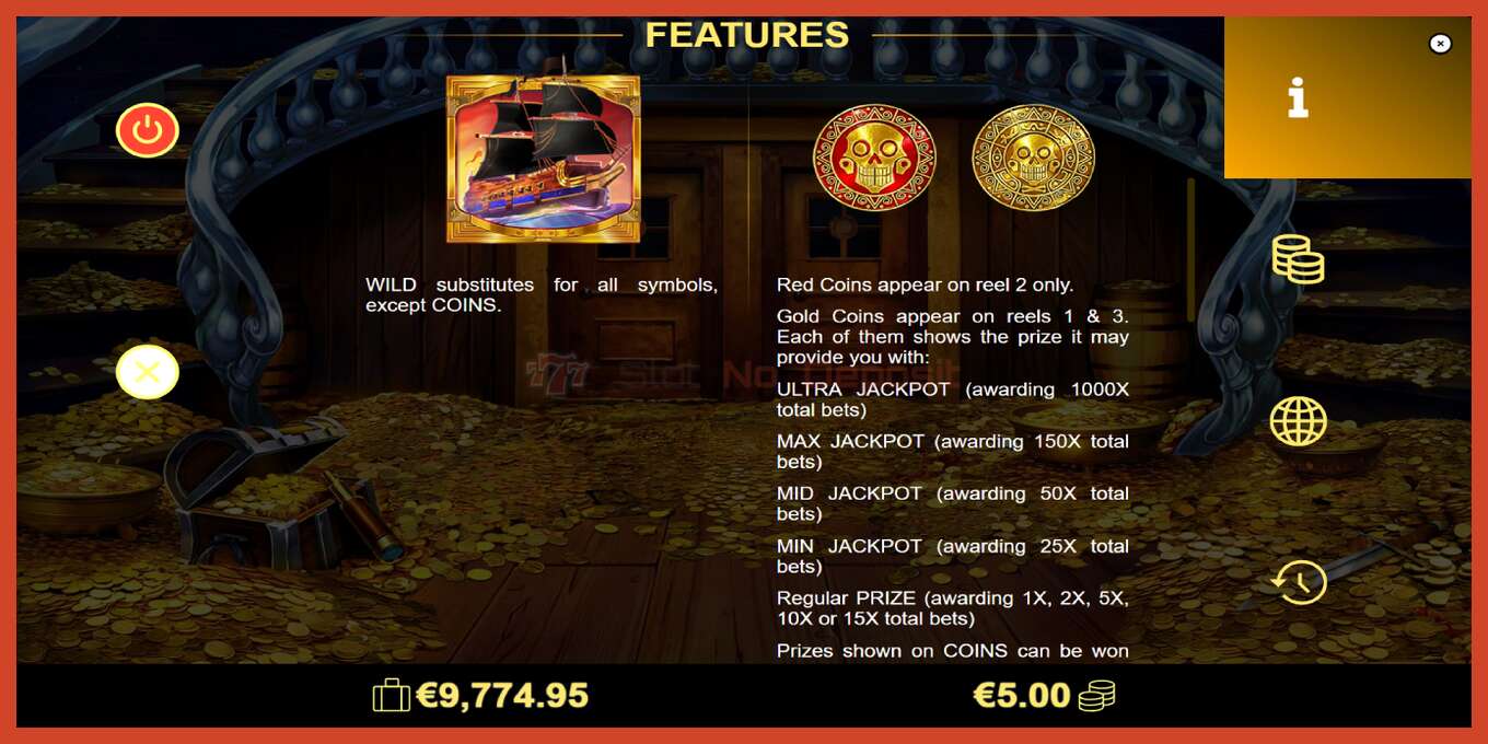 Slot screenshot: Skull Coins no deposit, number - 6