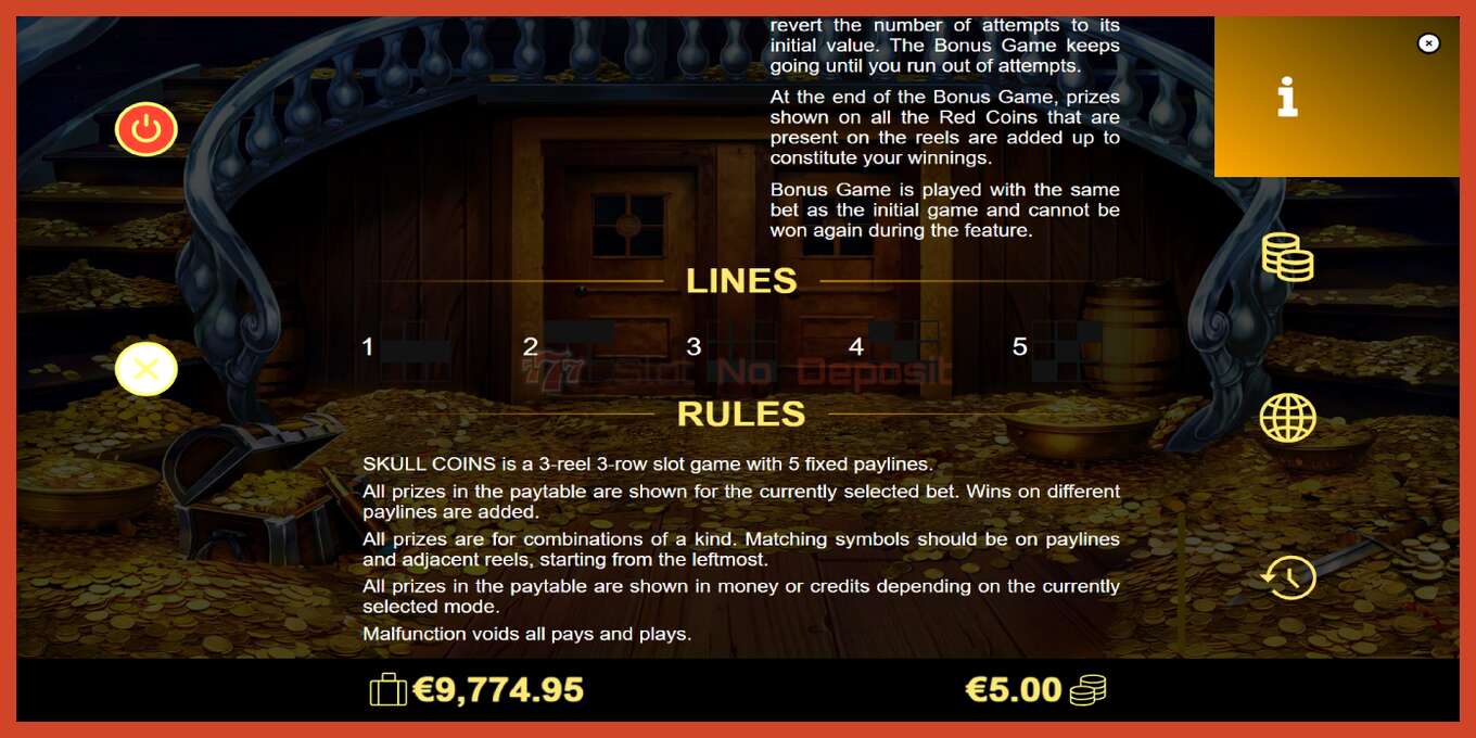 Slot screenshot: Skull Coins no deposit, number - 7