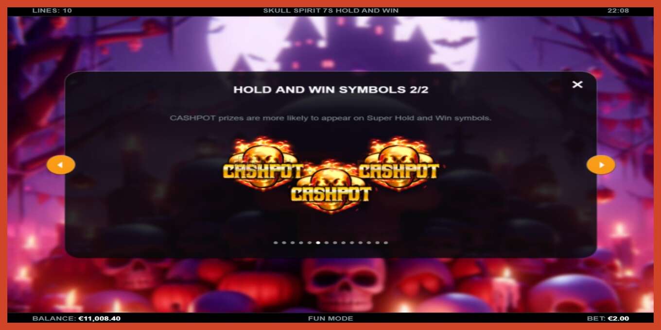 Slot screenshot: Skull Spirit 7s Hold and Win no deposit, number - 6