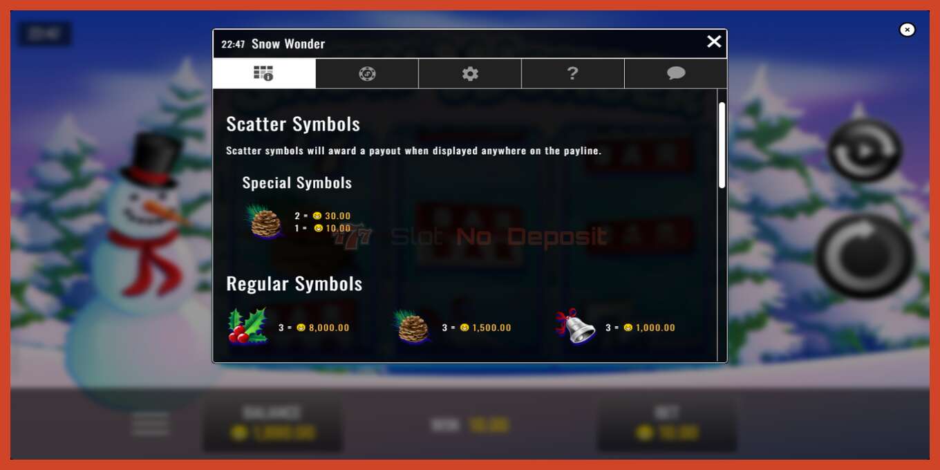 Slot screenshot: Snow Wonder no deposit, number - 5