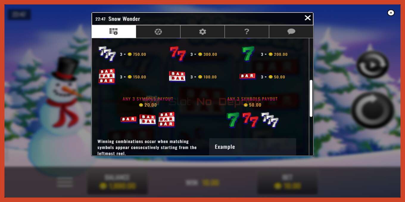 Slot screenshot: Snow Wonder no deposit, number - 6