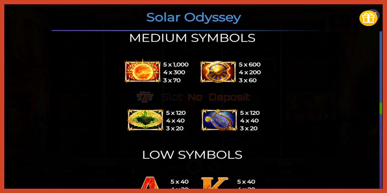 Slotin kuvakaappaus: Solar Odyssey ei talletusta, määrä - 6