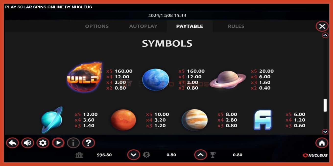 Slot screenshot: Solar Spins no deposit, number - 4