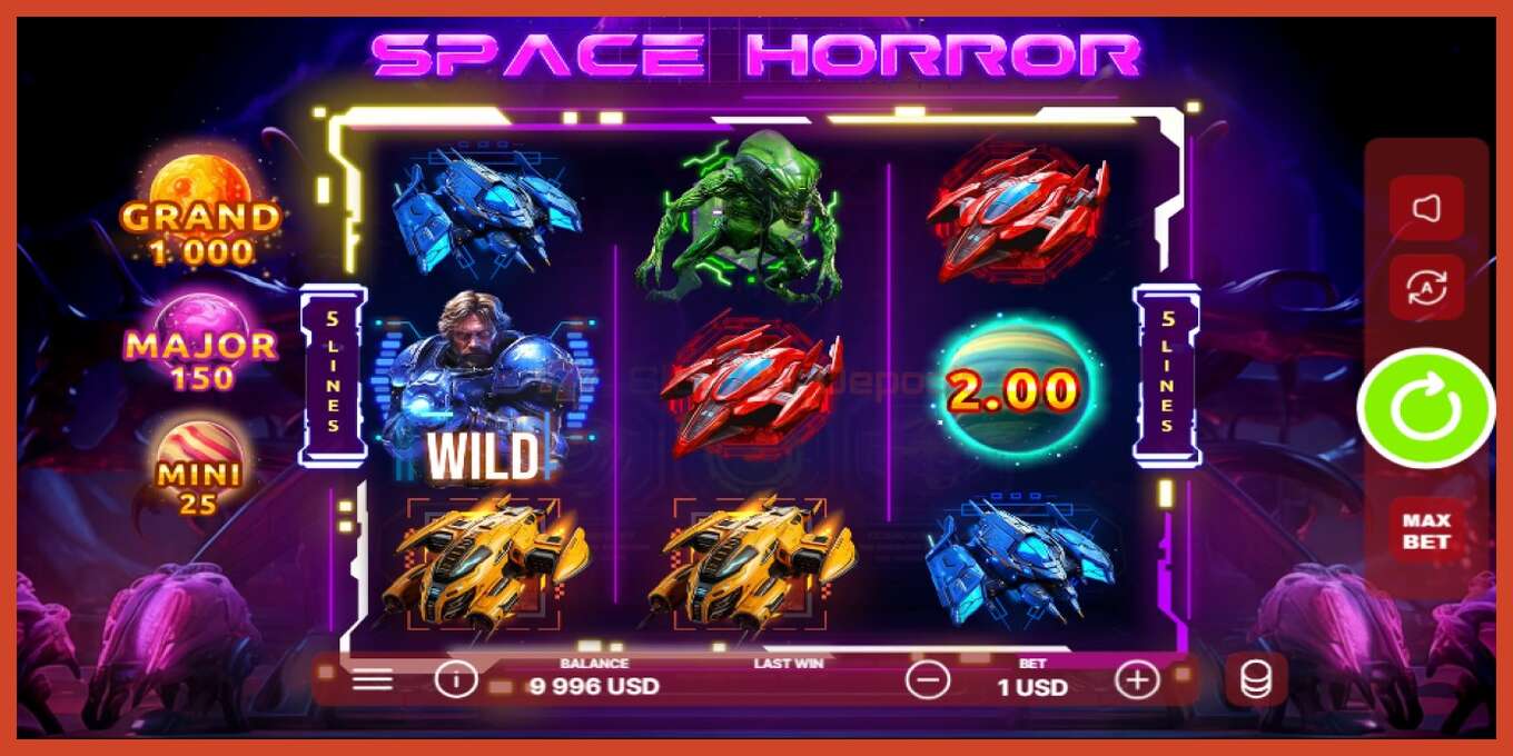 Slot skärmdump: Space Horror ingen insättning, antal - 3