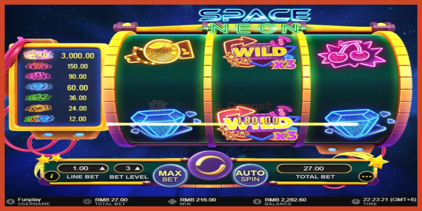 Slot screenshot: Space Neon no deposit, number - 4