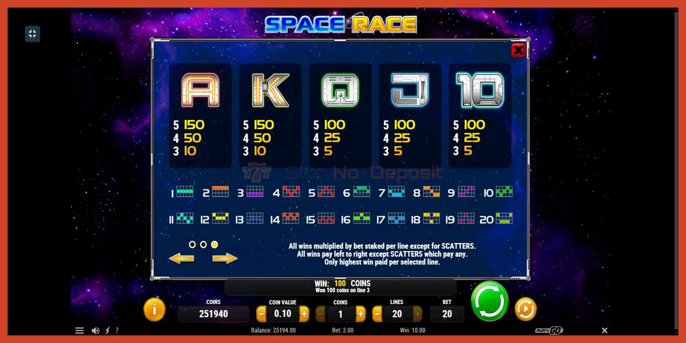 Slot screenshot: Space Race no deposit, number - 7