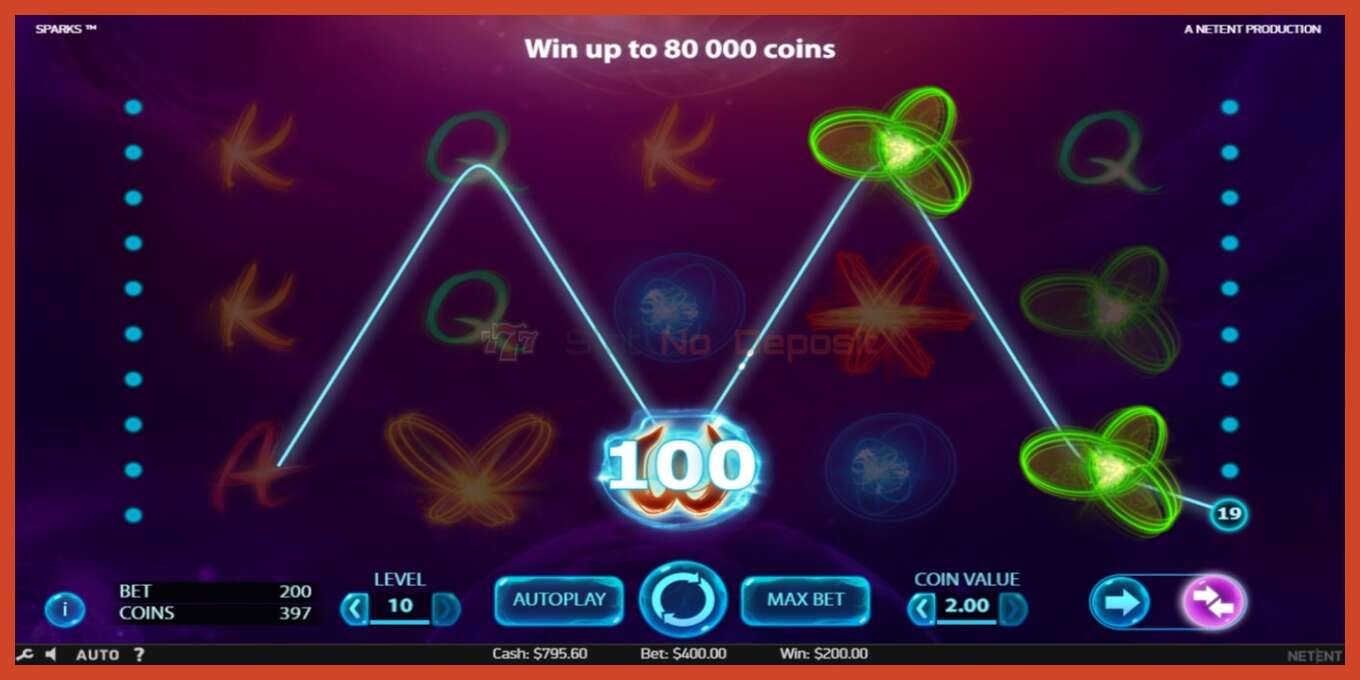 Slot screenshot: Sparks no deposit, number - 3