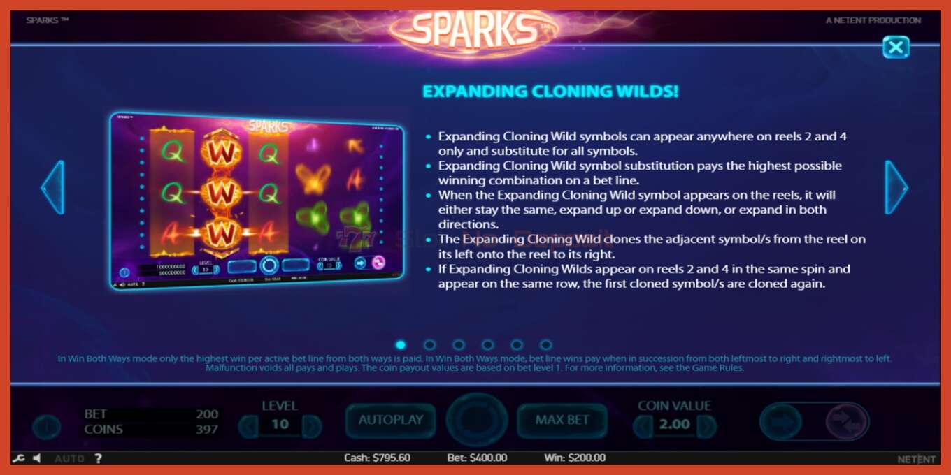 Slot screenshot: Sparks no deposit, number - 4