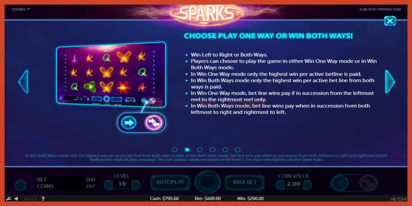 Slot screenshot: Sparks no deposit, number - 5