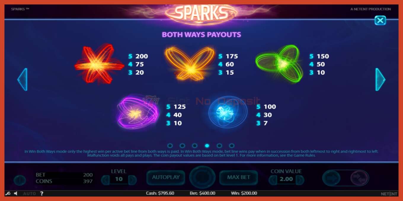 Slot screenshot: Sparks no deposit, number - 7