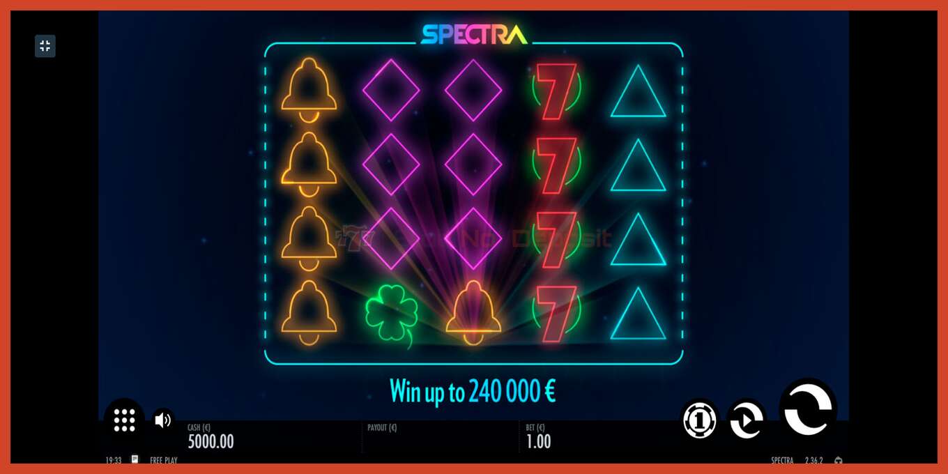 ภาพหน้าจอของสล็อต: Spectra ไม่มีเงินฝาก, ตัวเลข - 1