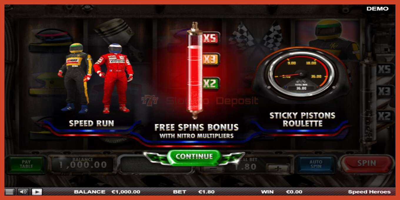 Slot screenshot: Speed Heroes no deposit, number - 1