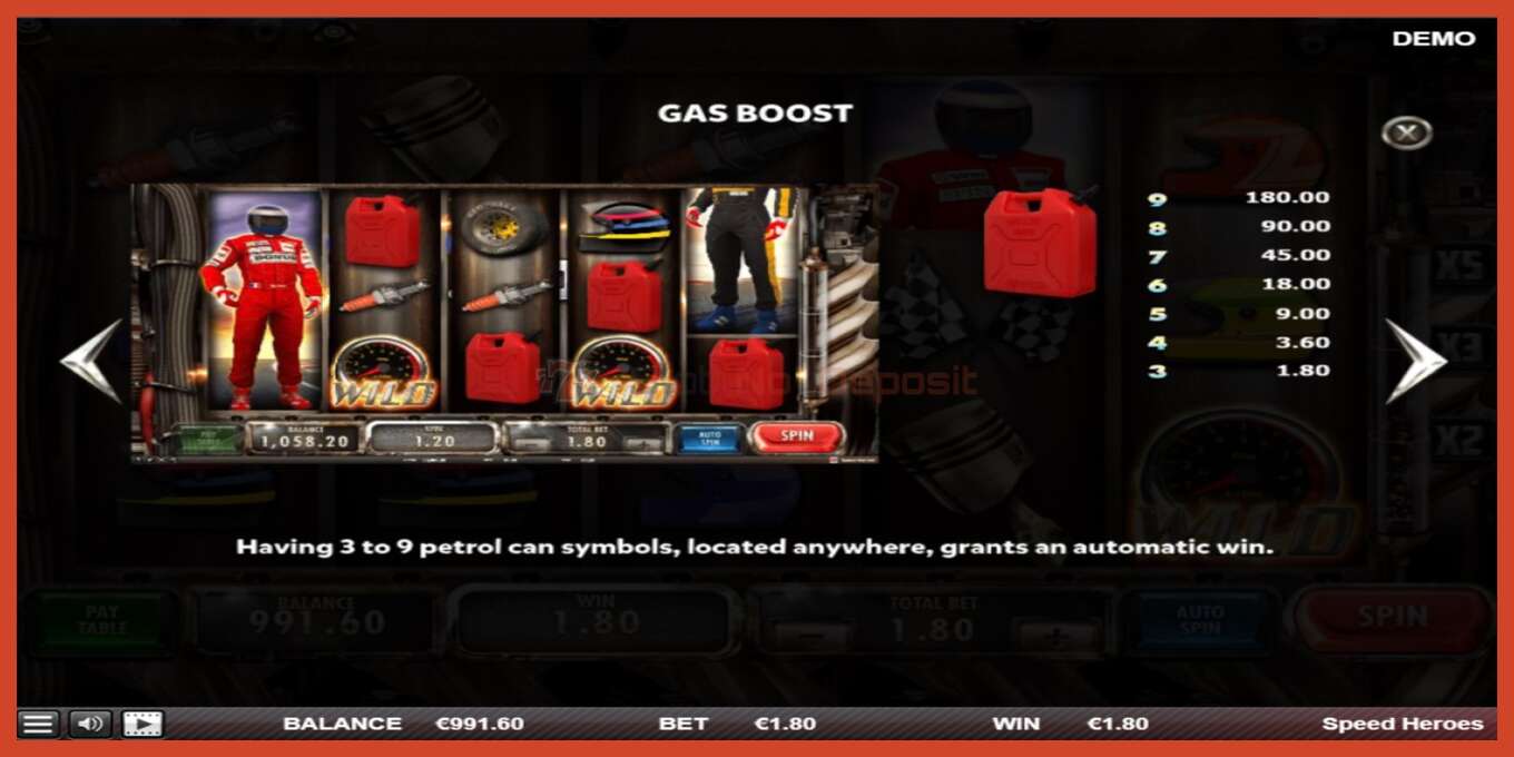 Slot screenshot: Speed Heroes no deposit, number - 6