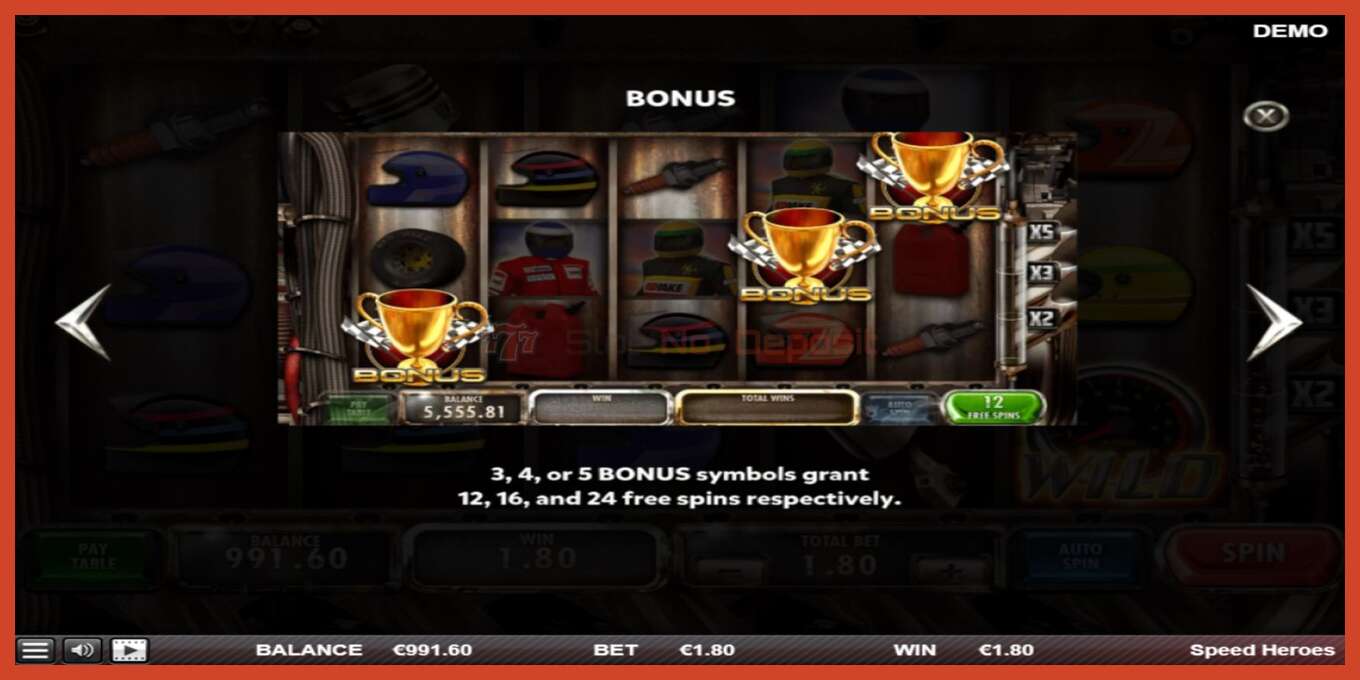 Slot screenshot: Speed Heroes no deposit, number - 7