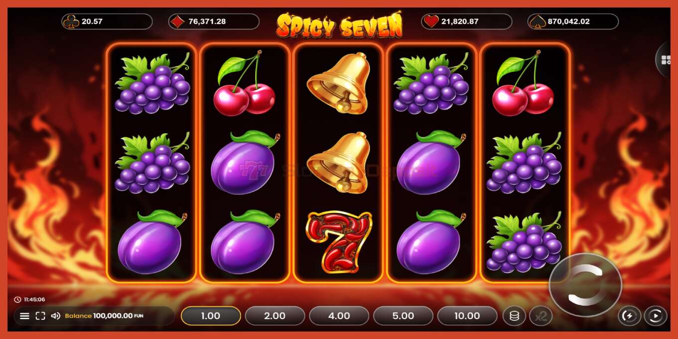 Slot screenshot: Spicy Seven 20 no deposit, number - 2