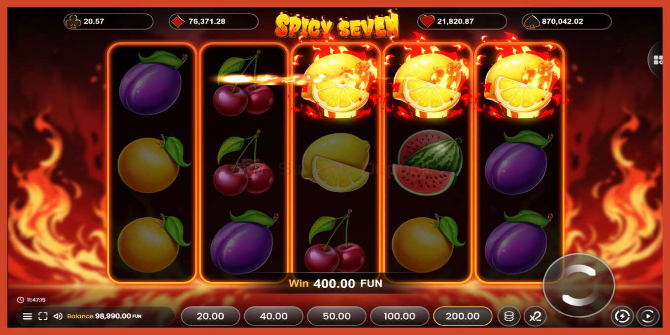 Slot screenshot: Spicy Seven 20 no deposit, number - 4