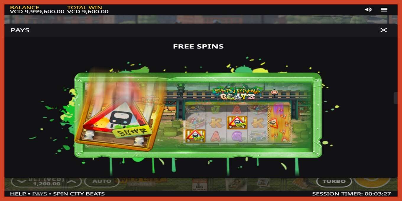 Slot screenshot: Spin City Beats no deposit, number - 6