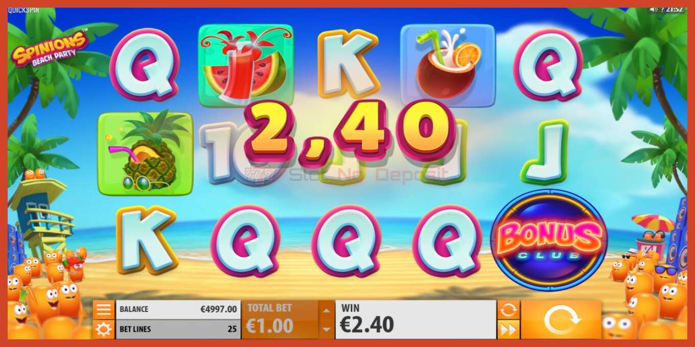 Slot screenshot: Spinions Beach Party no deposit, number - 3