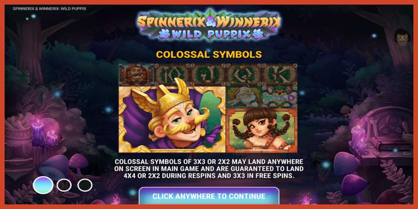 Slot screenshot: Spinnerix & Winnerix: Wild Puppix no deposit, number - 1