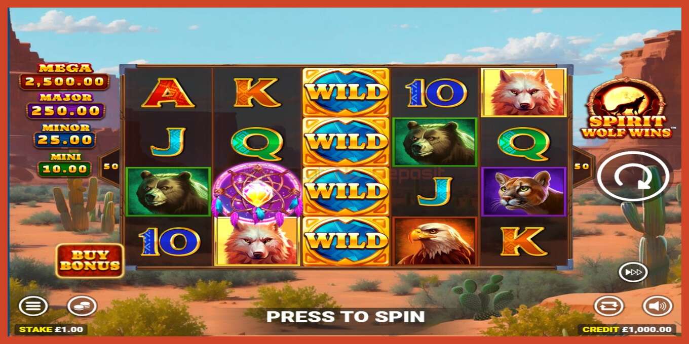 Slot screenshot: Spirit Wolf Wins no deposit, number - 2