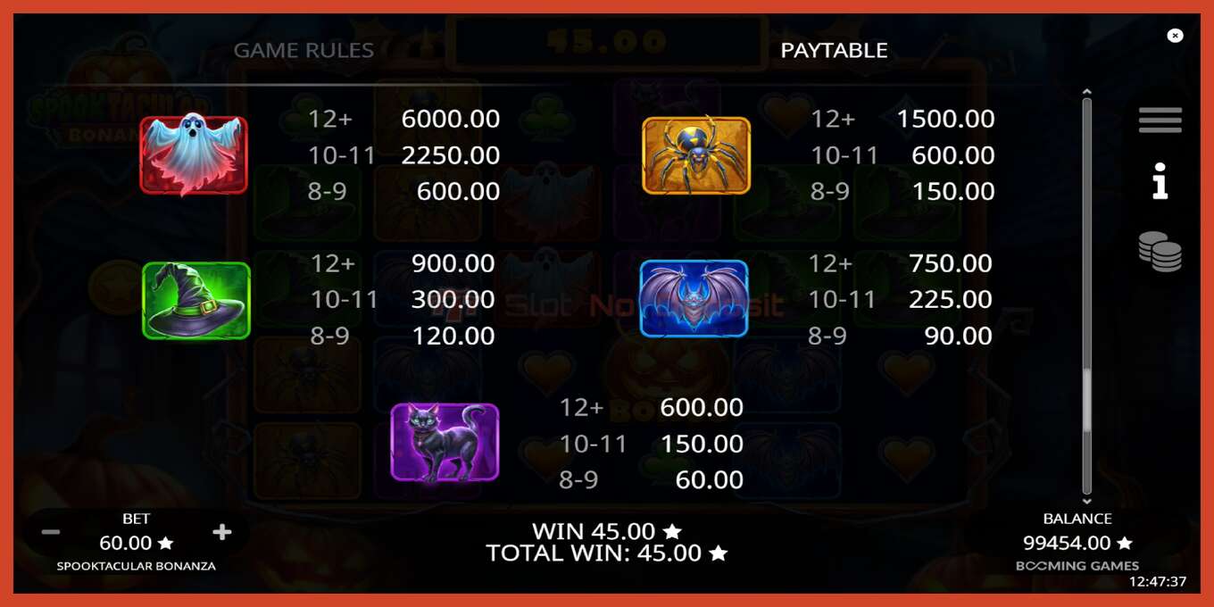 Slot screenshot: Spooktacular Bonanza bez depozita, broj - 6