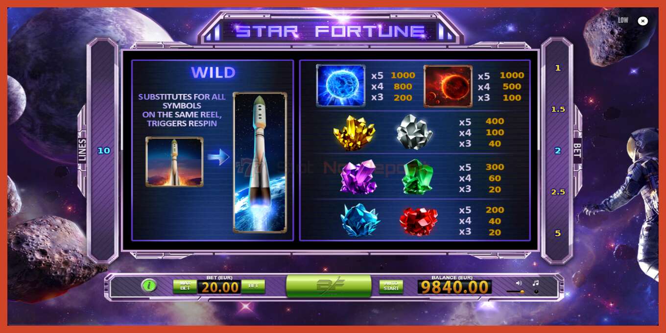 Slot screenshot: Star Fortune no deposit, number - 6