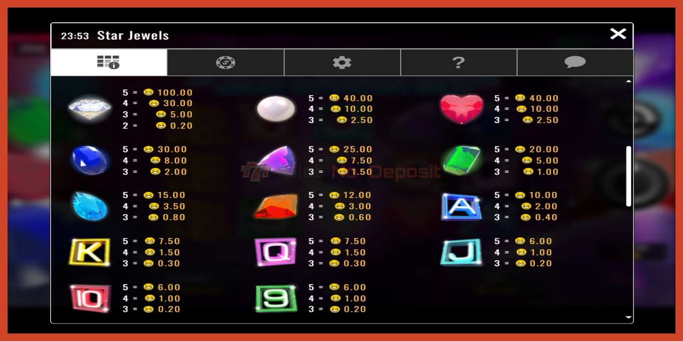 Slot screenshot: Star Jewels no deposit, number - 4