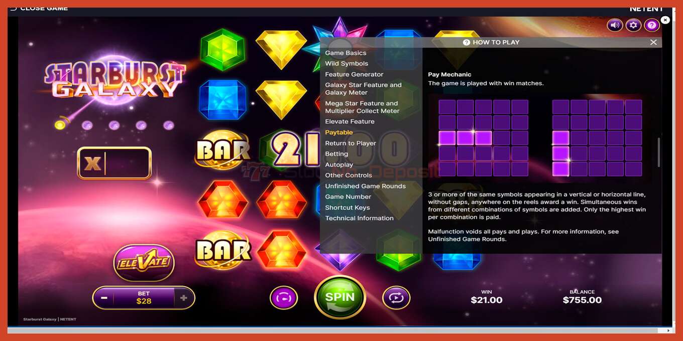 Slot screenshot: Starburst Galaxy no deposit, number - 7