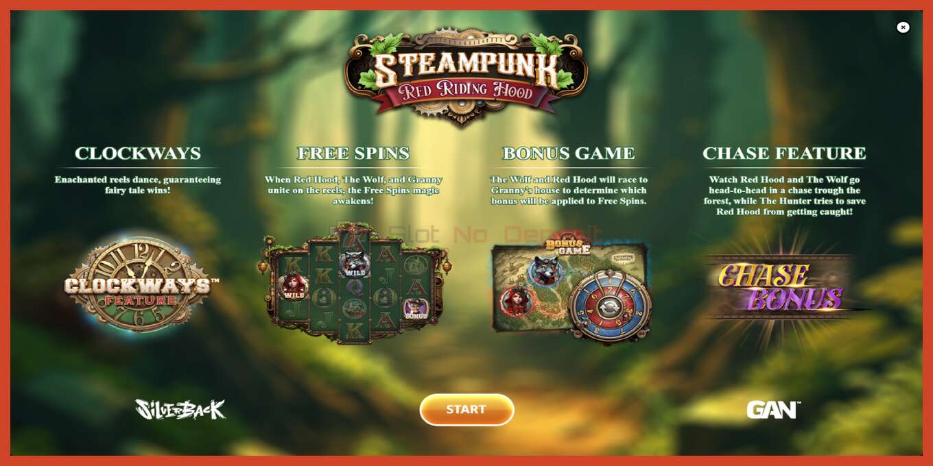 Slot screenshot: Steampunk Red Riding Hood no deposit, number - 1