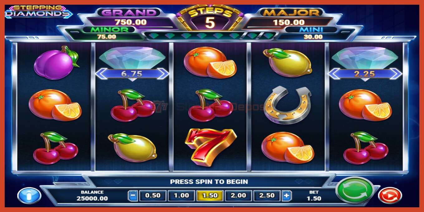 Slot screenshot: Stepping Diamonds bez depozita, broj - 1