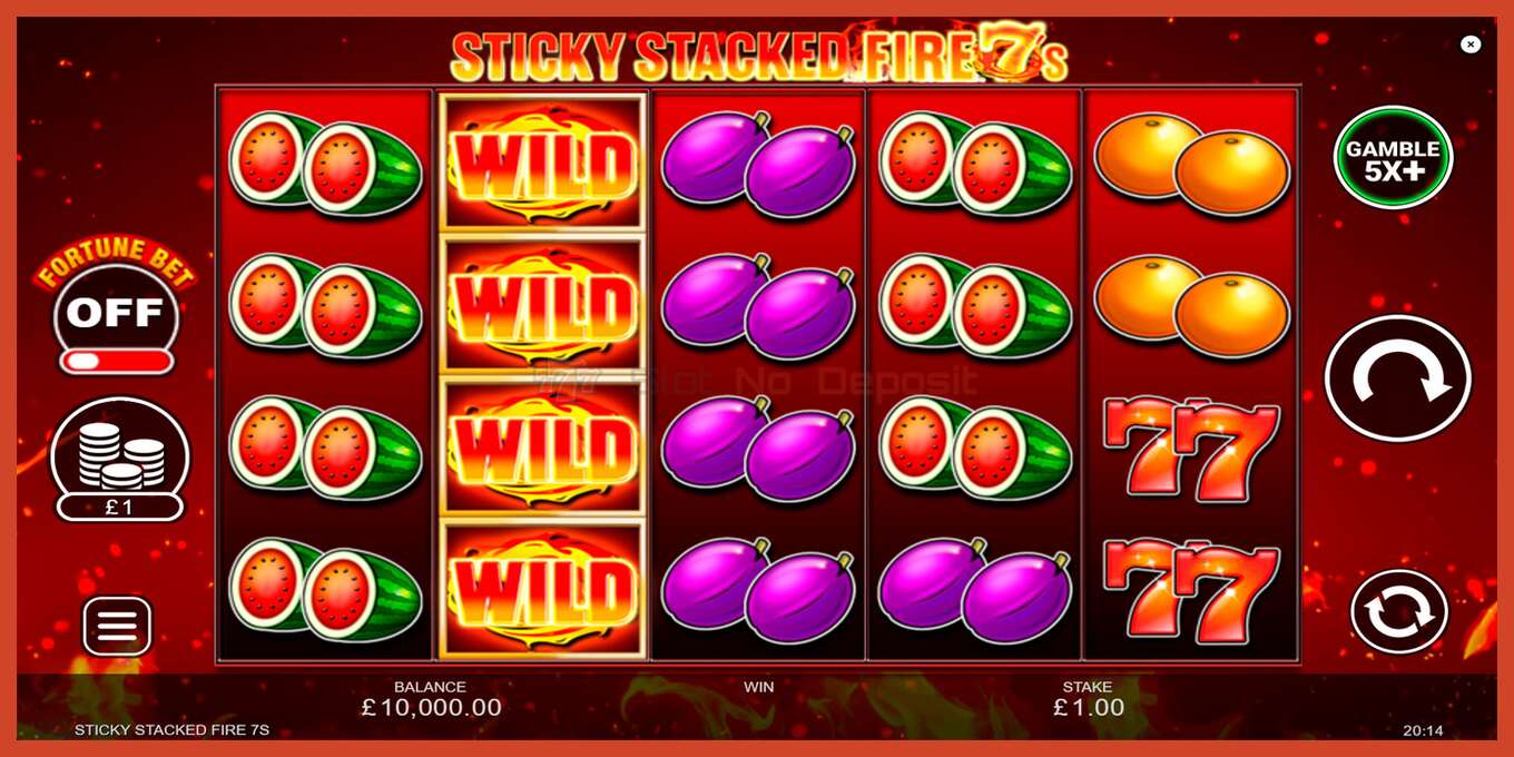 Slot screenshot: Sticky Stacked Fire 7s no deposit, number - 1