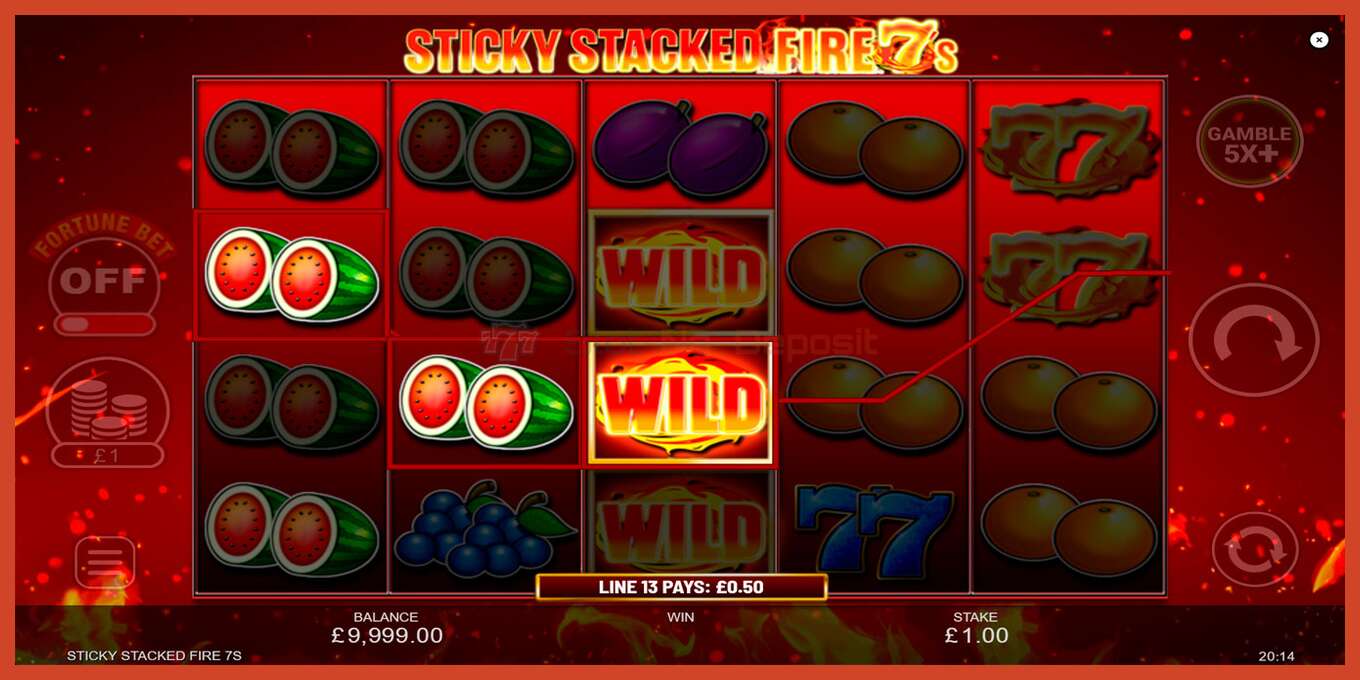 Slot screenshot: Sticky Stacked Fire 7s no deposit, number - 2