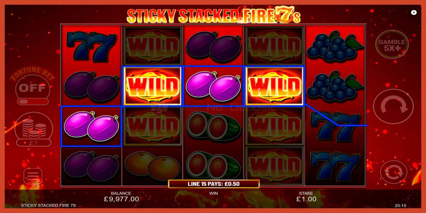 Slot screenshot: Sticky Stacked Fire 7s no deposit, number - 3