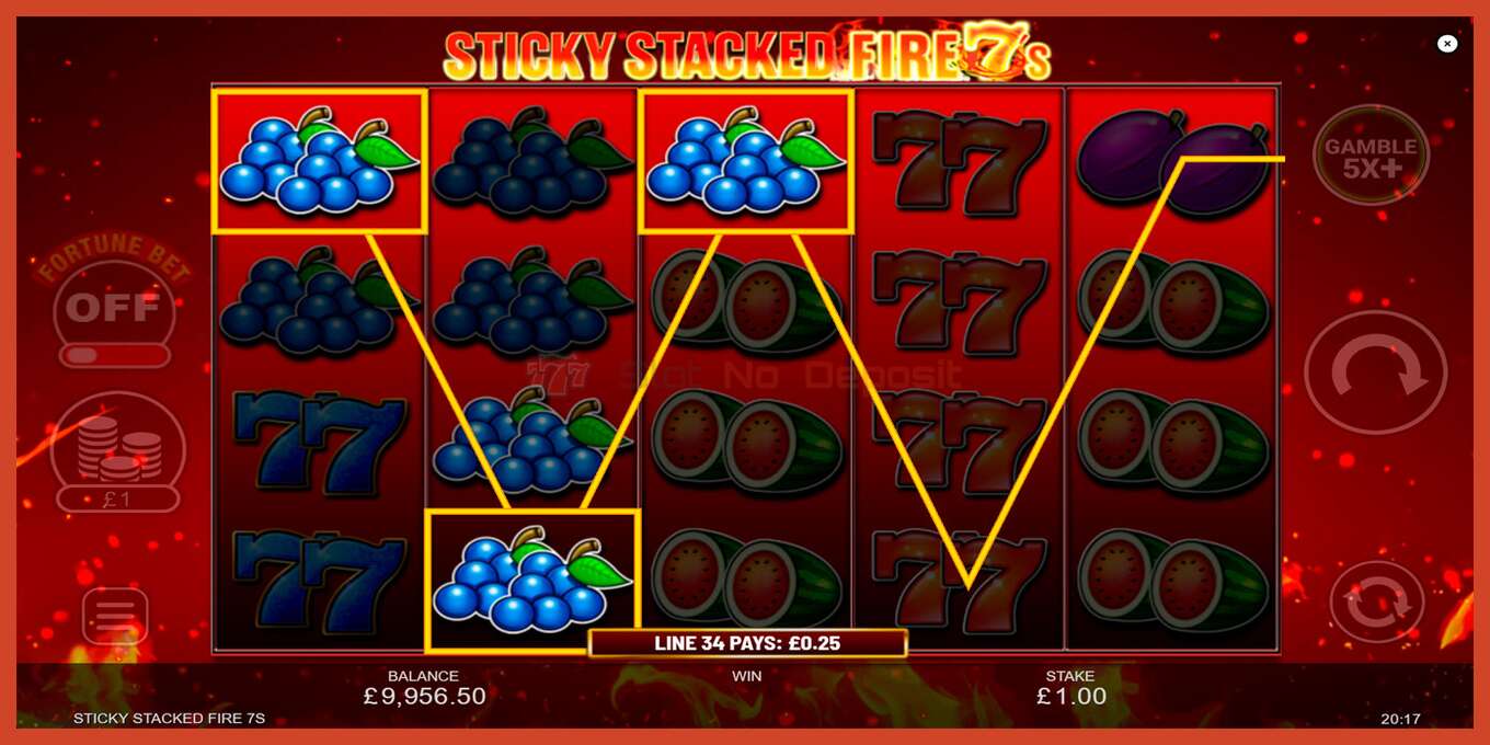 Slot screenshot: Sticky Stacked Fire 7s no deposit, number - 4