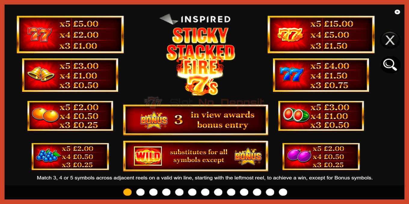 Slot screenshot: Sticky Stacked Fire 7s no deposit, number - 6