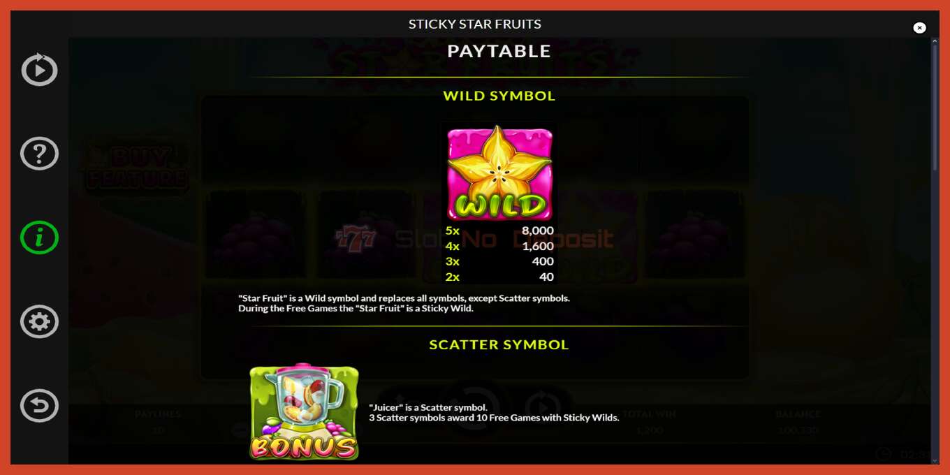 Slot screenshot: Sticky Star Fruits bez depozita, broj - 5