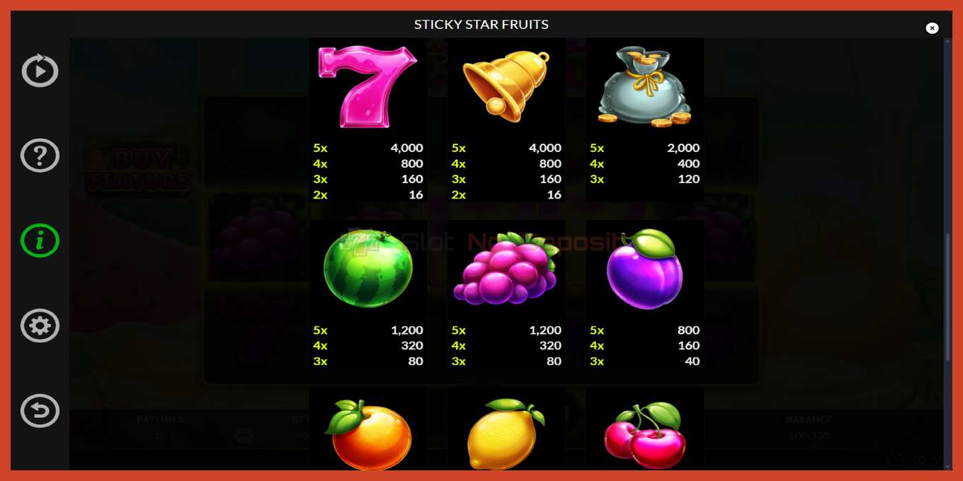 Slot screenshot: Sticky Star Fruits bez depozita, broj - 6