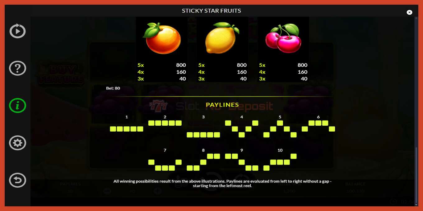 Slot screenshot: Sticky Star Fruits bez depozita, broj - 7