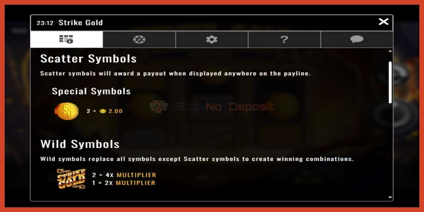 Slot screenshot: Strike Gold no deposit, number - 3