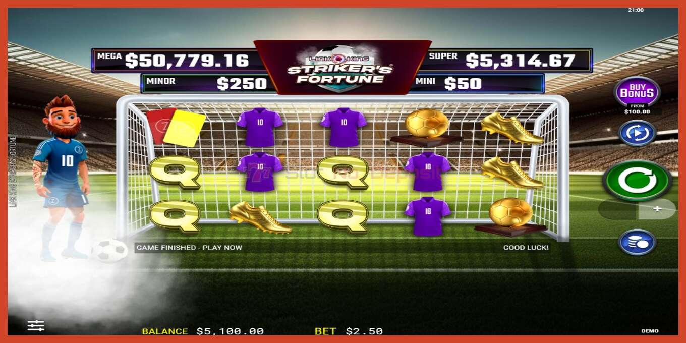 Slot screenshot: Strikers Fortune no deposit, number - 1