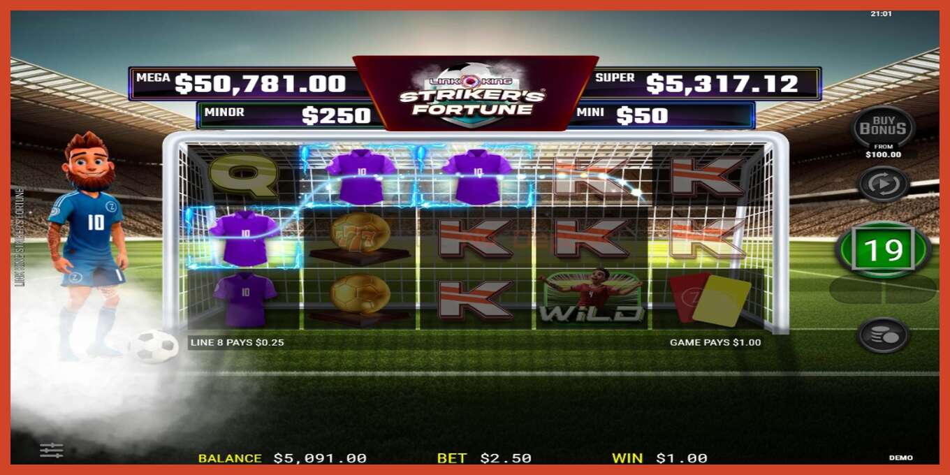 Slot screenshot: Strikers Fortune no deposit, number - 2