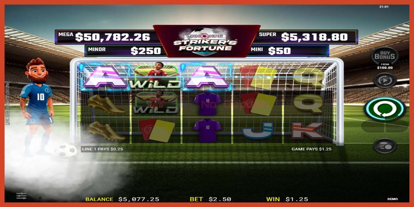 Slot screenshot: Strikers Fortune no deposit, number - 3