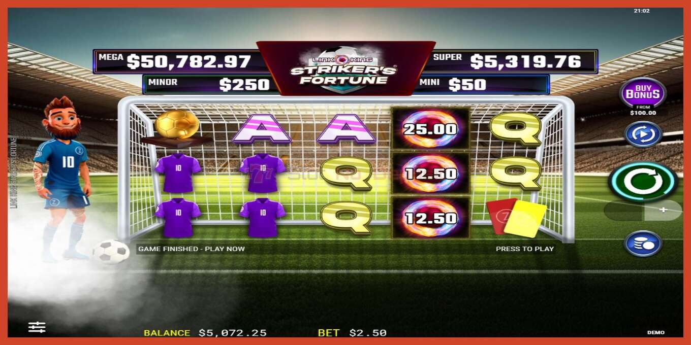 Slot screenshot: Strikers Fortune no deposit, number - 4