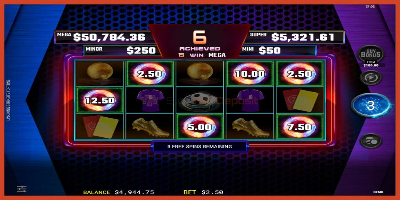 Slot screenshot: Strikers Fortune no deposit, number - 5