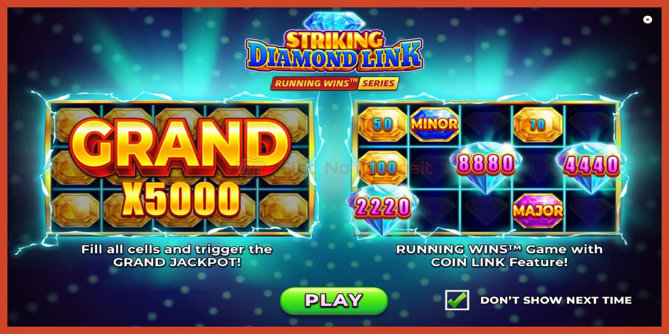 Slot skærmbillede: Striking Diamond Link intet depositum, antal - 1